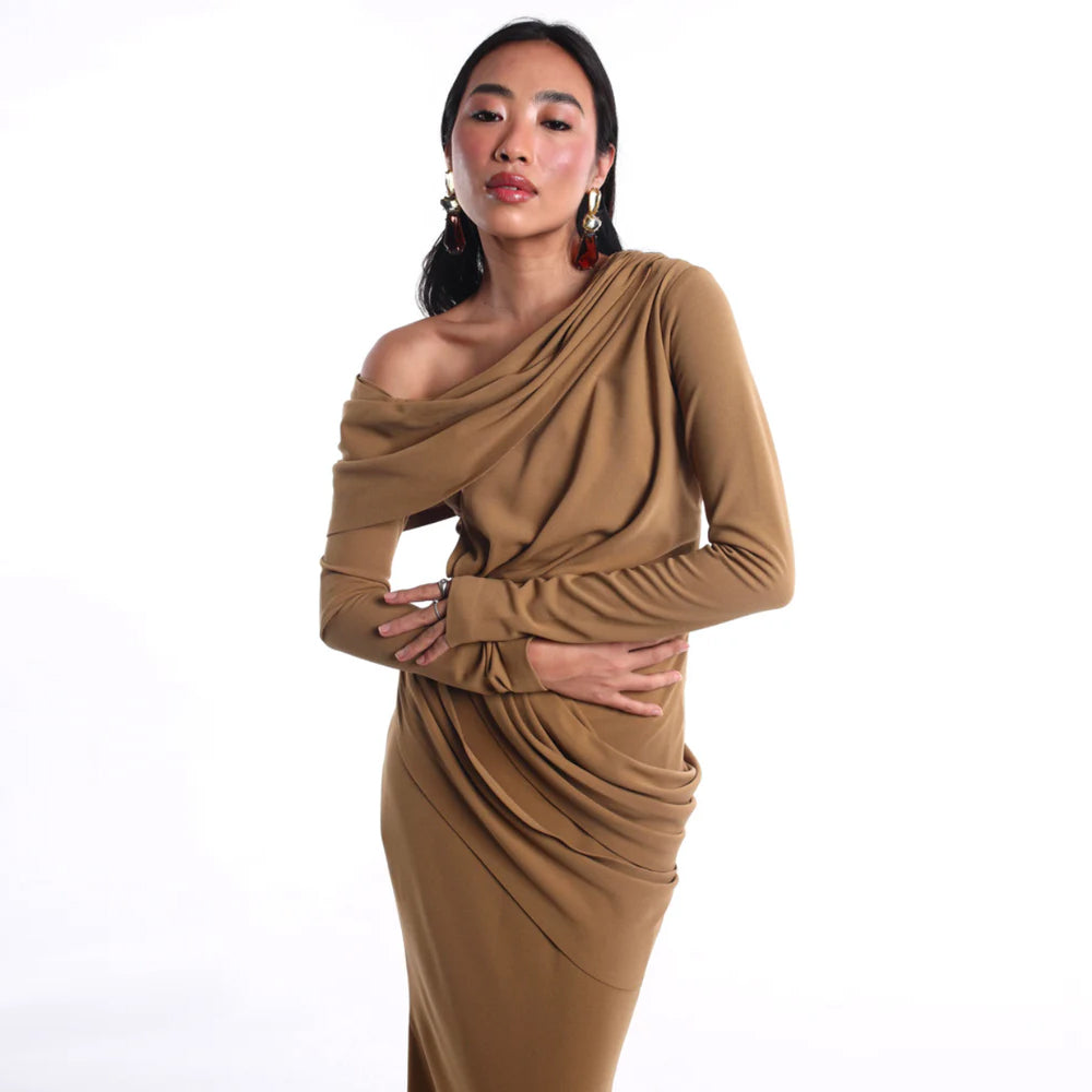 Sheer Mint Dress with Tiered Hem & Ruffled Sleeves | Shop Online Evening Wear