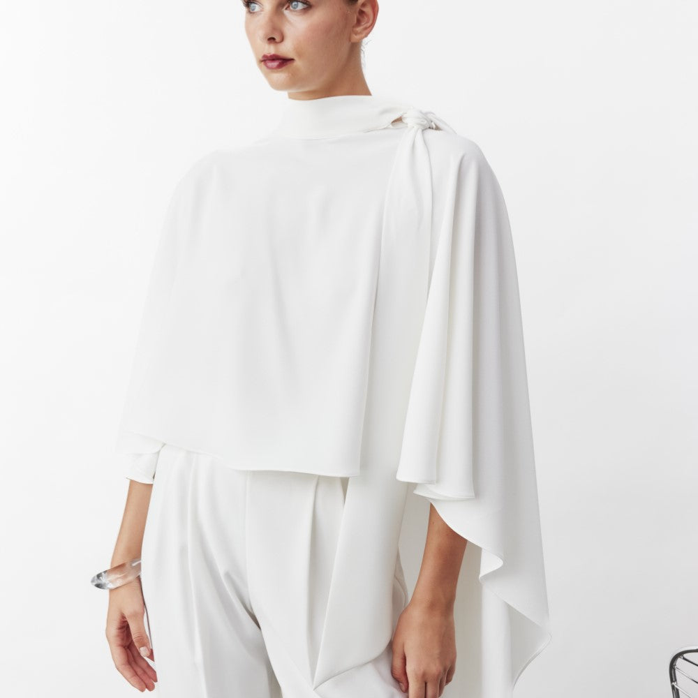 Caro Crepe Cape In White