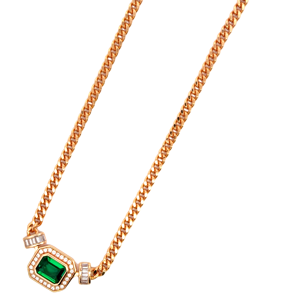 Shop online premium emerald pendant necklace with cubic zirconia in gold-dipped sterling silver.