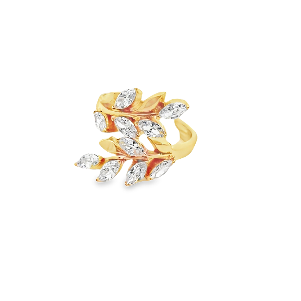 Shop online premium sterling silver 18K gold-dipped ring with sparkling cubic zirconia stones.