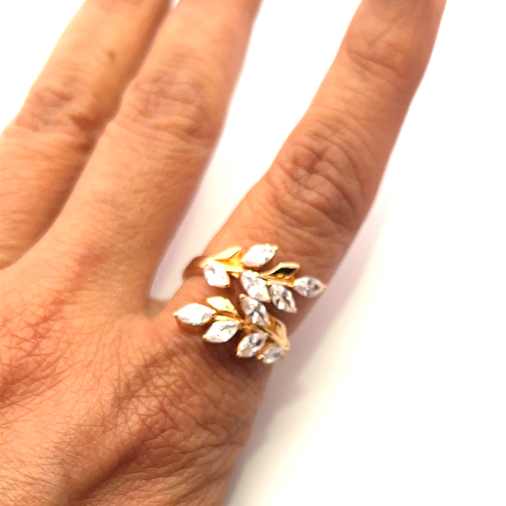 Shop online premium sterling silver 18K gold-dipped ring with sparkling cubic zirconia stones.