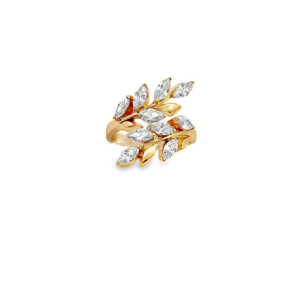 Shop online premium sterling silver 18K gold-dipped ring with sparkling cubic zirconia stones.