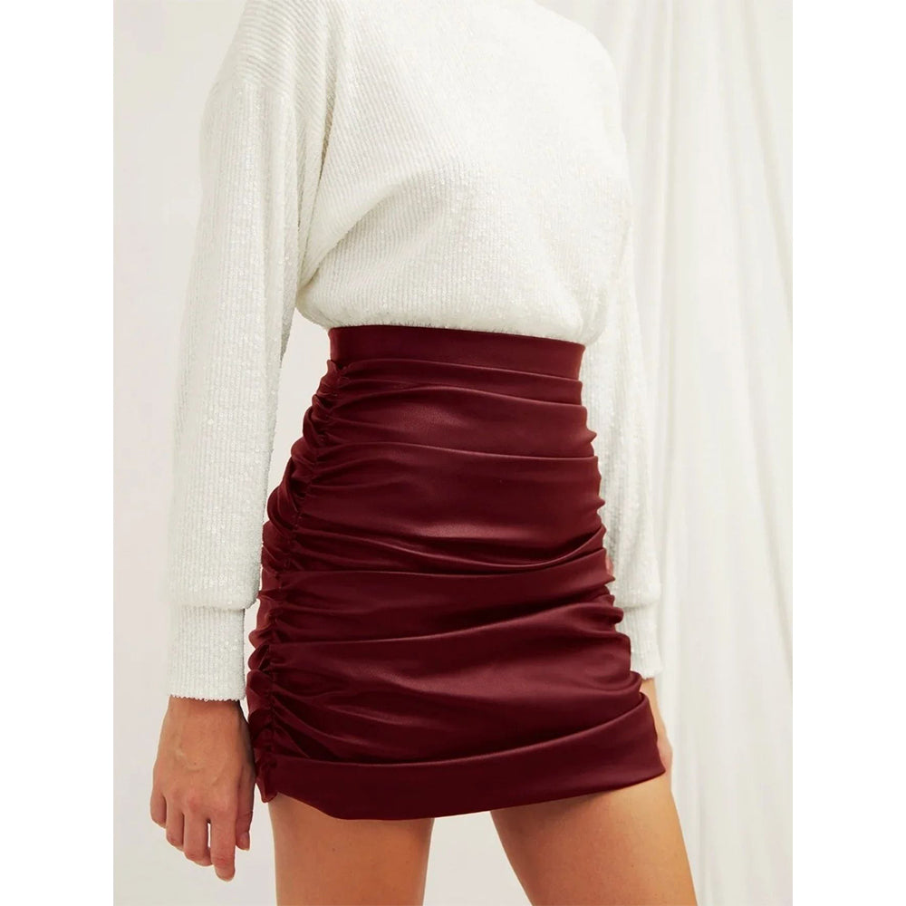 Chels Vegan Leather Mini Skirt In Burgundy