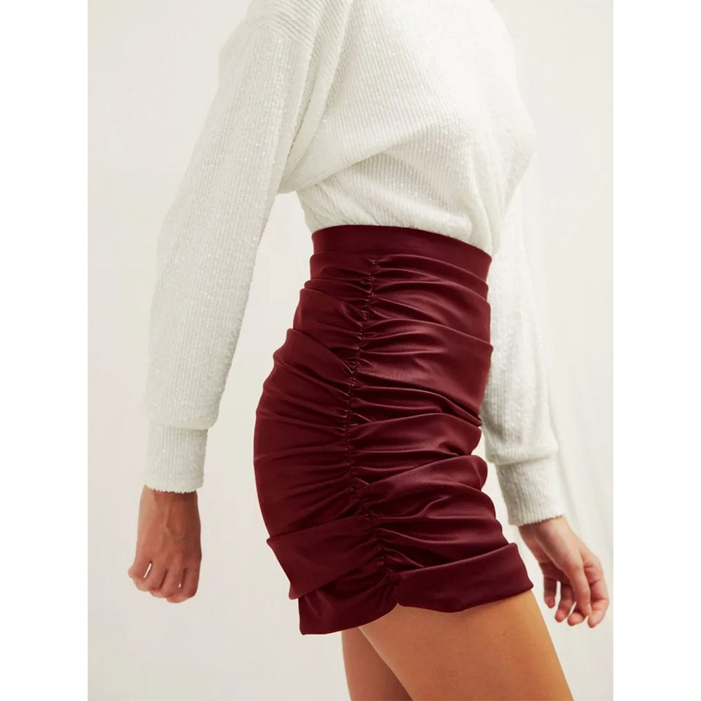 Chels Vegan Leather Mini Skirt In Burgundy