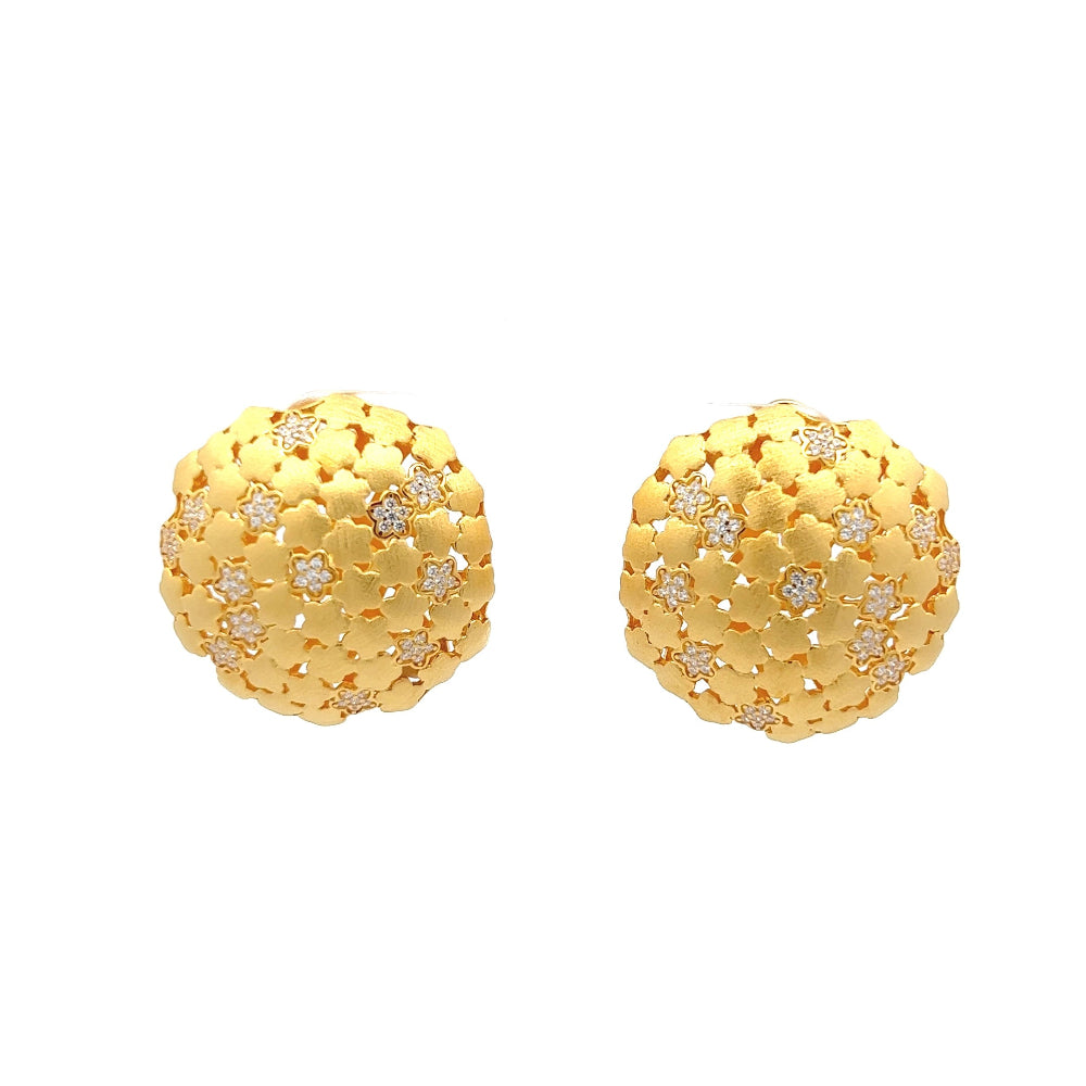 Shop online premium 18K gold dome earrings with sparkling star cubic zirconia detailing.