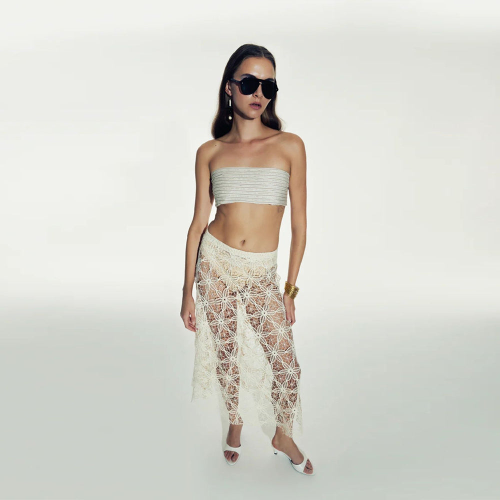 Clea Crochet Midi Skirt in Pear Sorbet