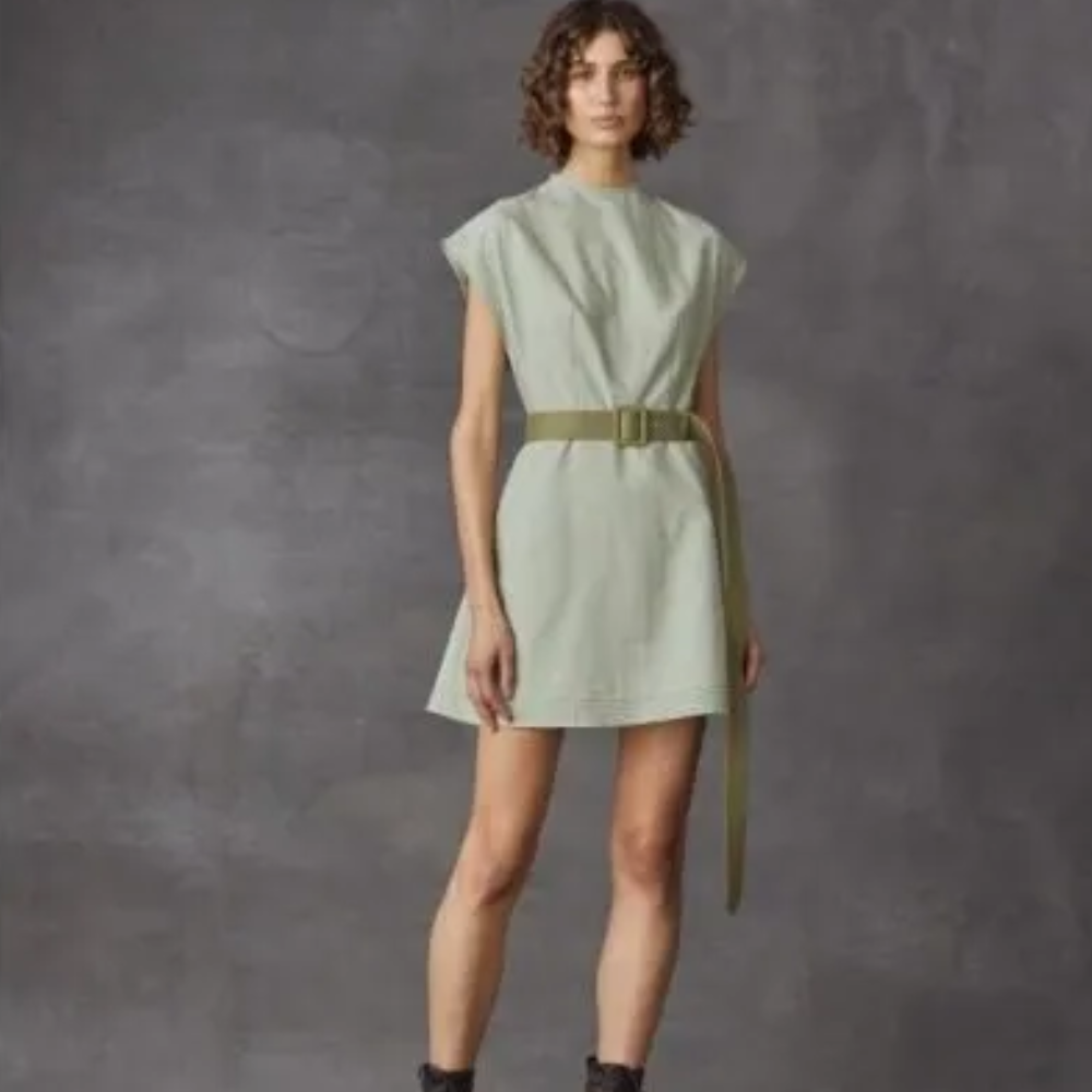 Leo And Lin Takes The Classic Mini Dress And Renders It In Lightly Structured, High Neck And Buttoned Up.