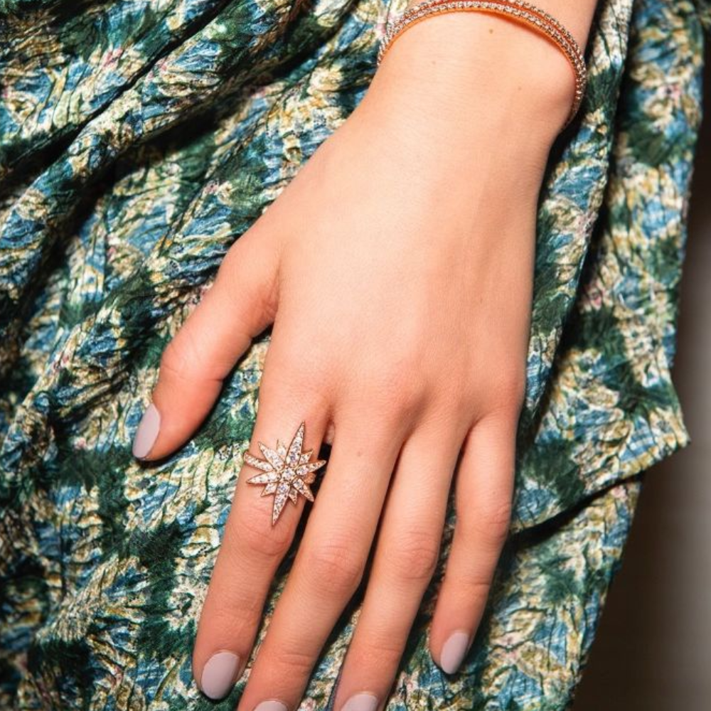 18ct Rose Gold Plated Ring.925 Sterling Silver.Zircon & Natural Stones.Stone Colour: White.