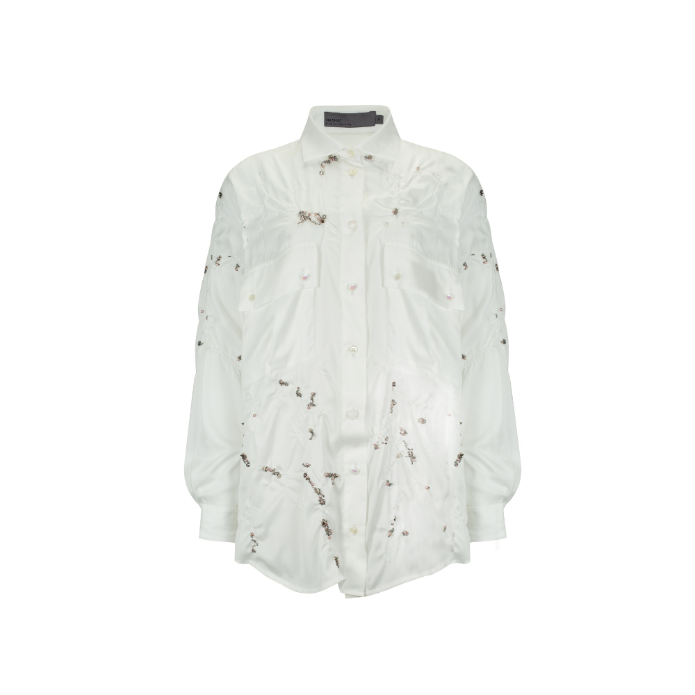 Beautiful dresses for women in Couture White Wrinkled Shirt. Shop Now!