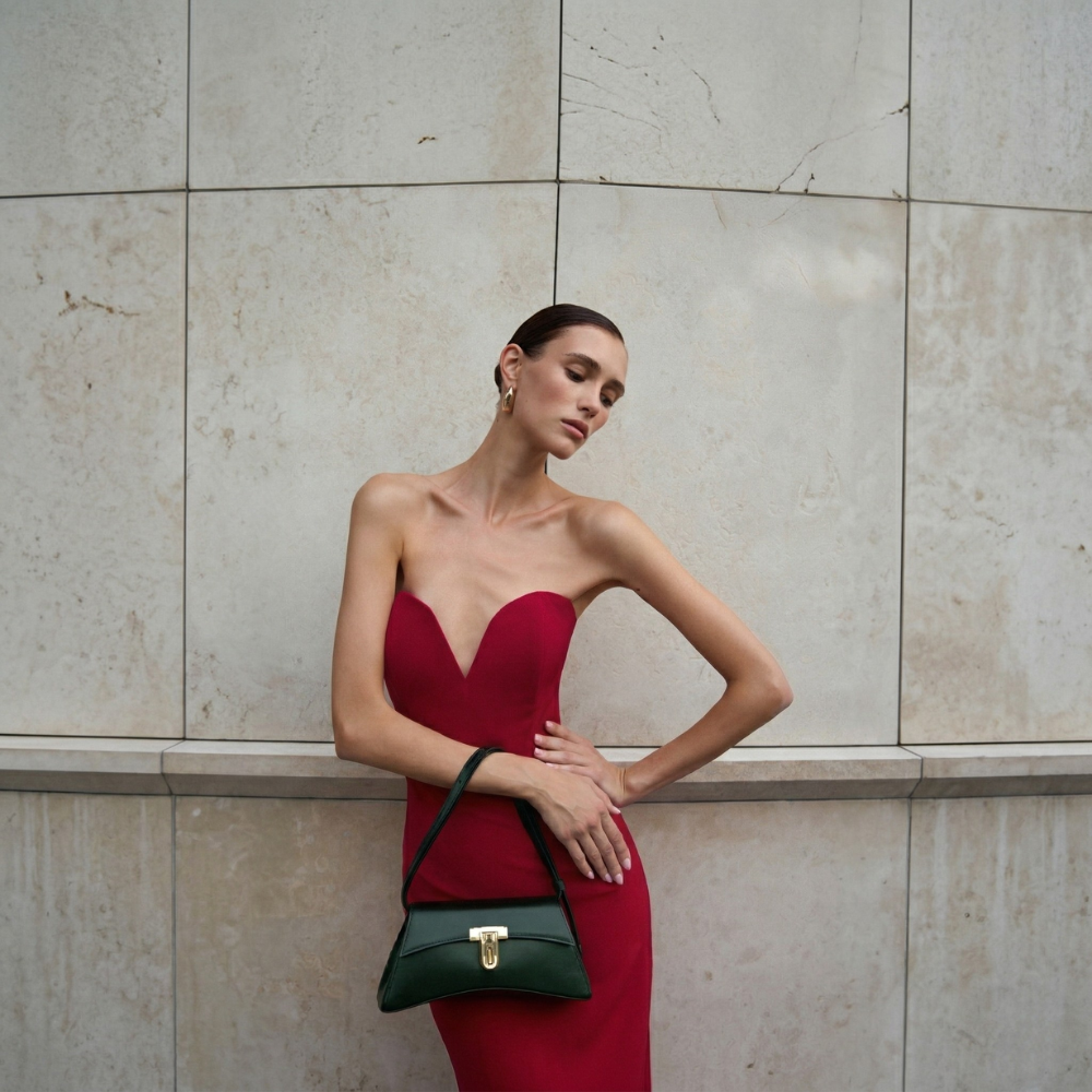 Elegant corset midi dress with built-in cups for a flattering, sculpted fit. Shop now at our exclusive clothing website.