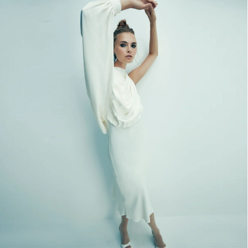 Emillien Asymmetric Satin Dress