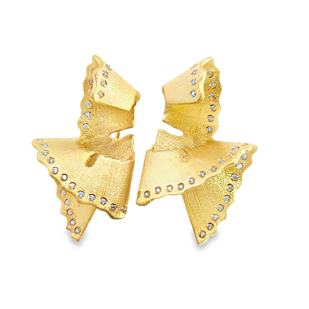 Shop online premium 18K gold earrings with sparkling cubic zirconia embellishments.