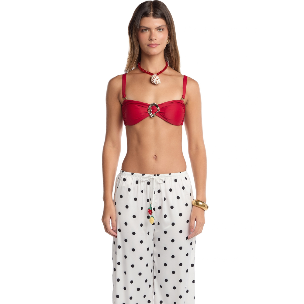 Shop the Fer Polka Dot Pants at TLM, featuring a wide-leg fit, elastic waist and 3D crochet fruit details. Explore luxury fashion on The Luxe Maison website.