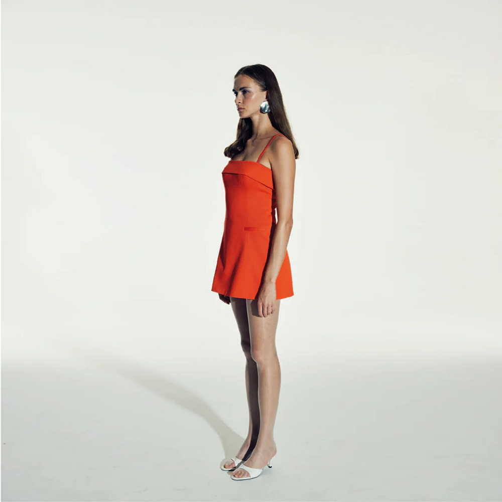 Gaia Cotton Mini Dress in Tangerine
