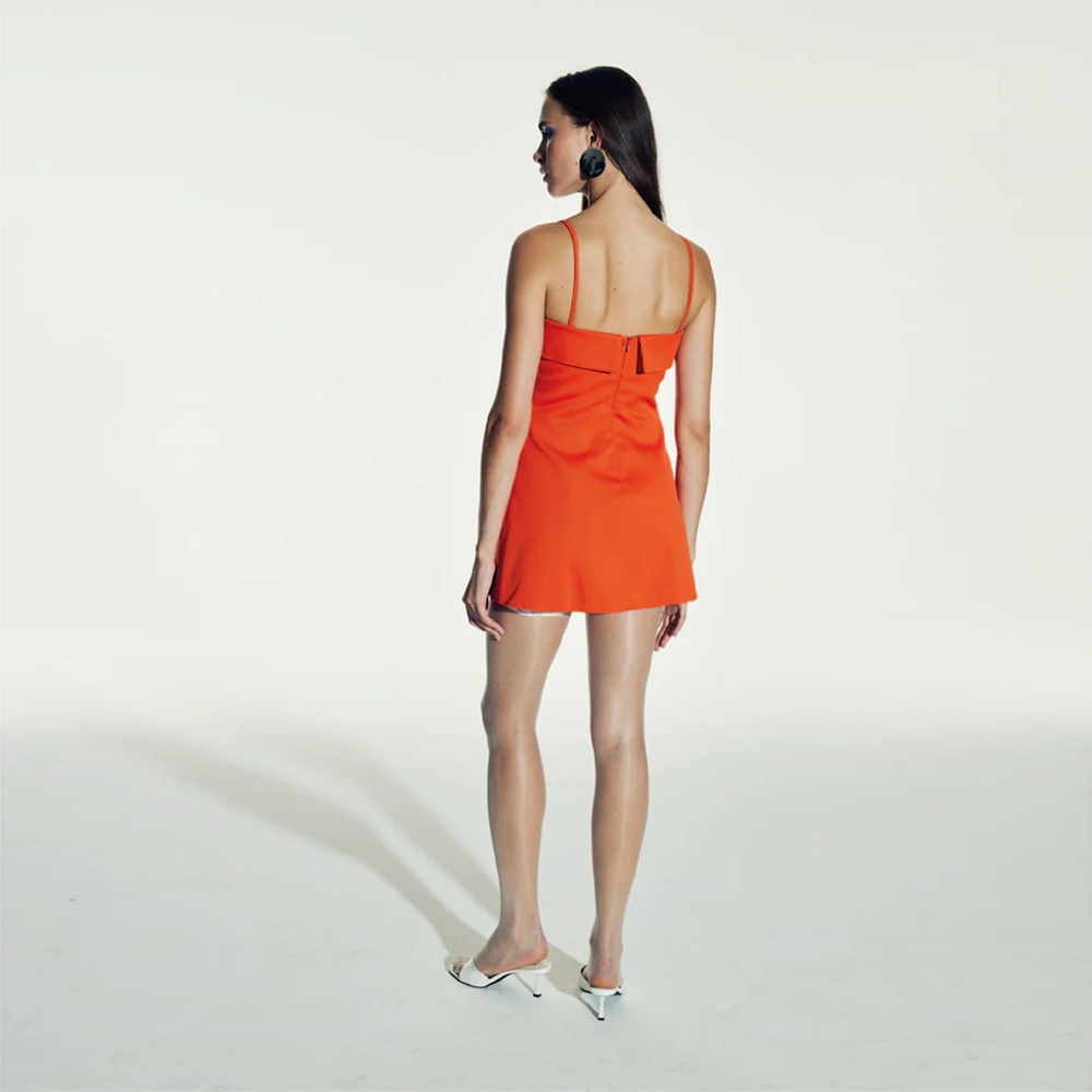 Gaia Cotton Mini Dress in Tangerine