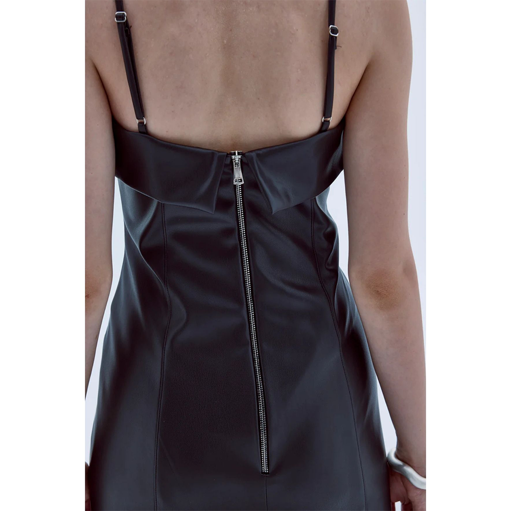 Gaia Mini Leather Dress in Black