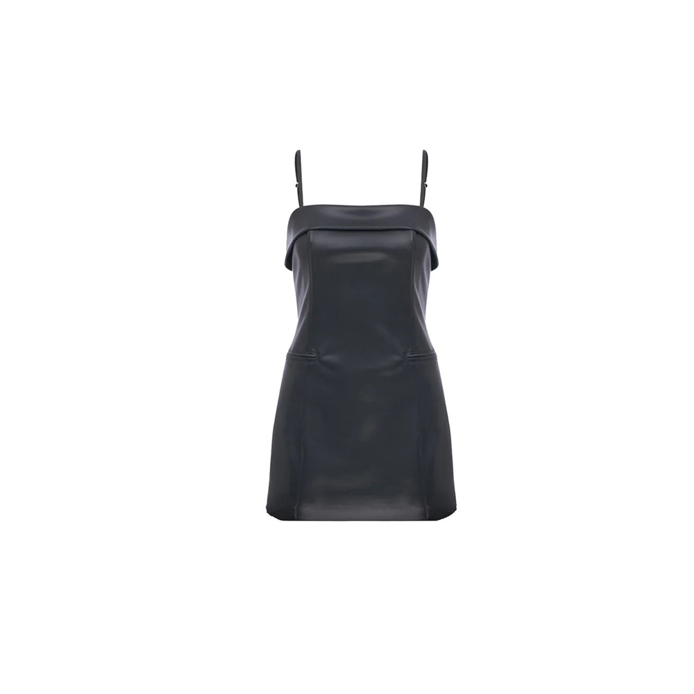 Gaia Mini Leather Dress in Black