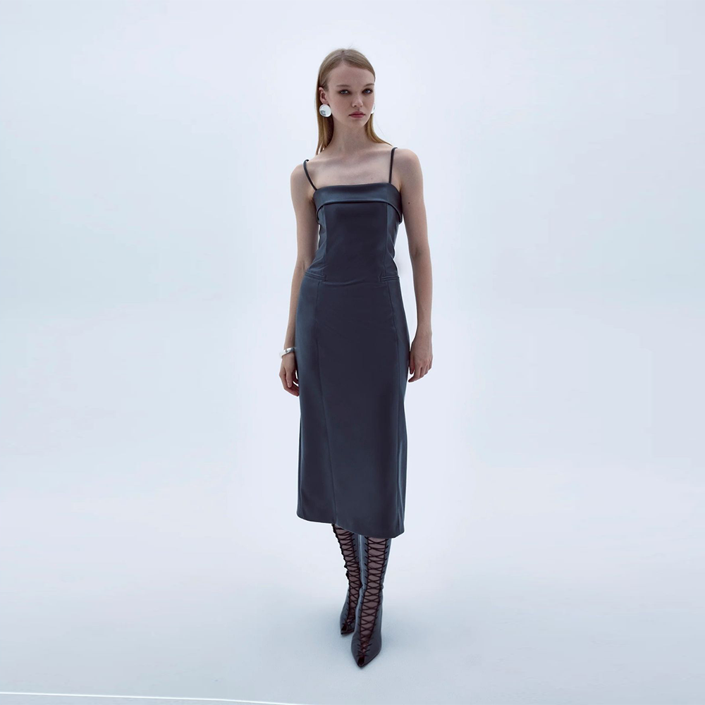 Gaia Vegan Leather Midi Dress