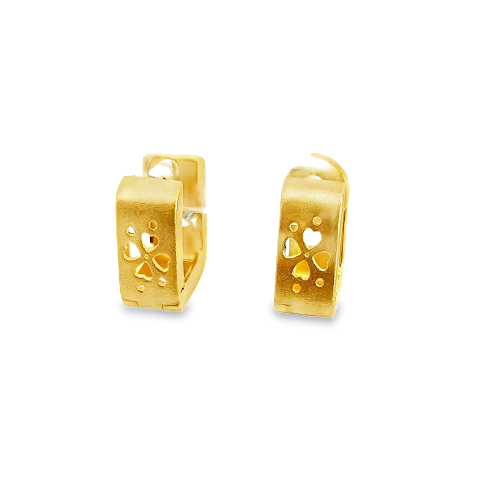 Shop online premium 18K gold square huggie earrings with sparkling cubic zirconia stones.