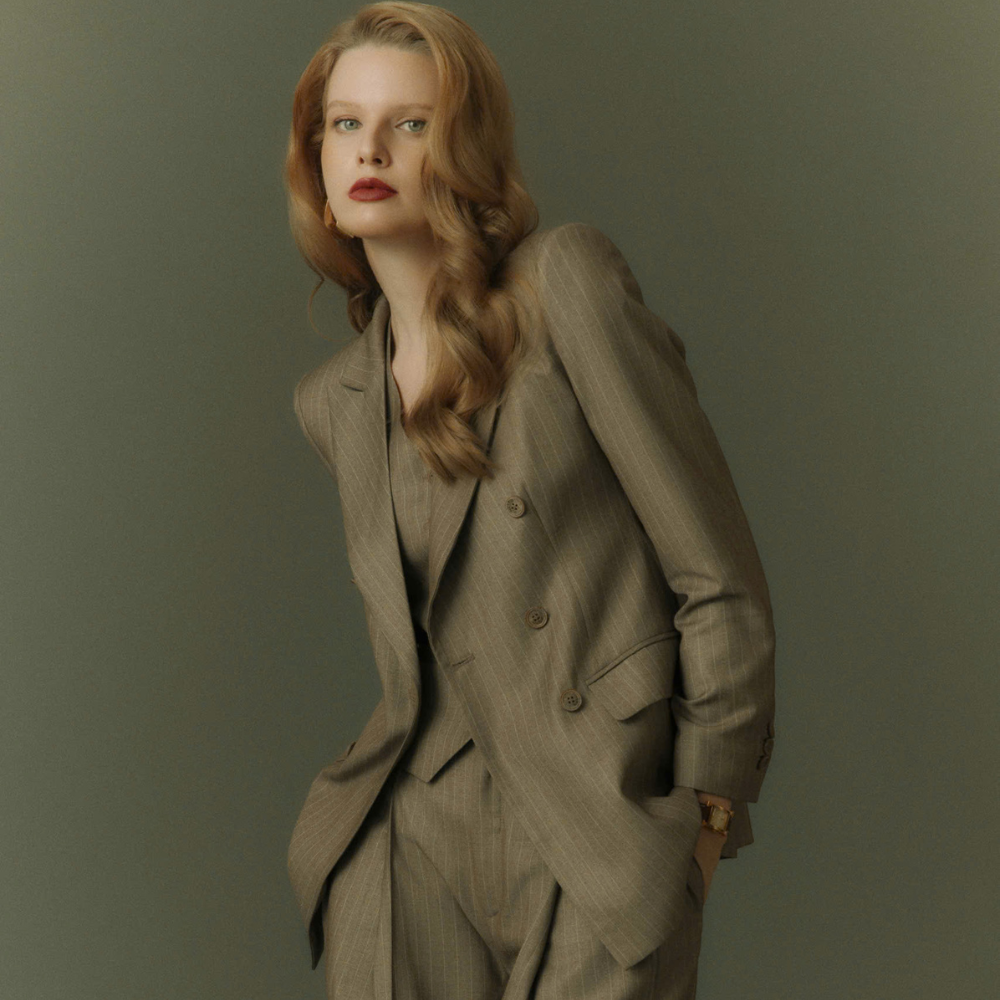 Glimmer Straight Wide Leg Pants at women cloth shop in wool blend. Shop Now!