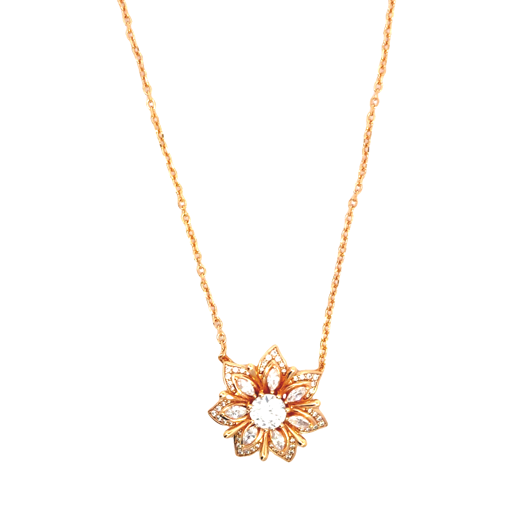 Shop online premium 18K gold flower pendant with moissanite & cubic zirconia stones.