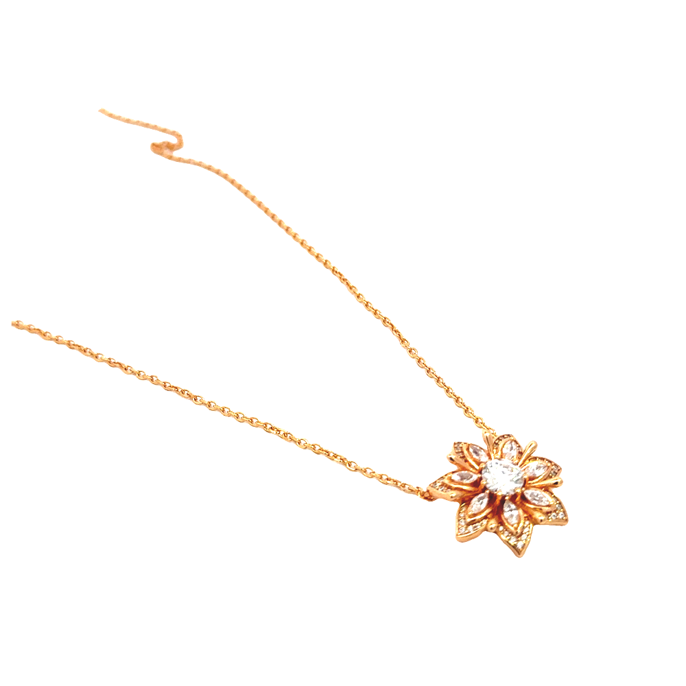 Shop online premium 18K gold flower pendant with moissanite & cubic zirconia stones.