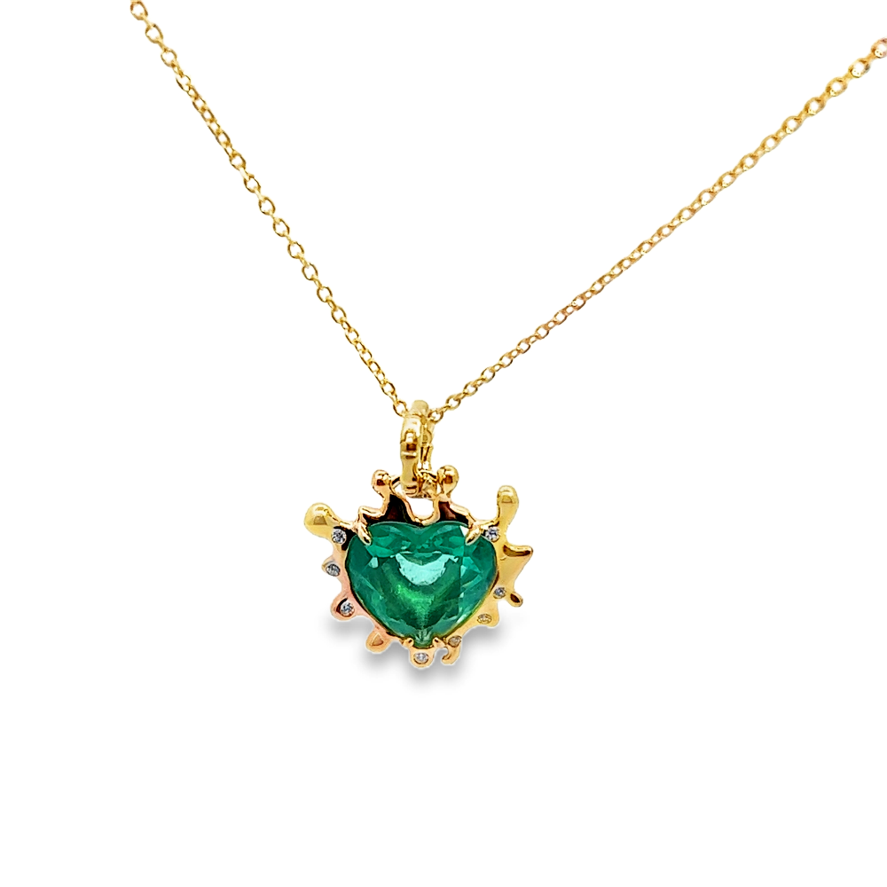 Shop online premium 18K gold-dipped Paraiba heart pendant necklace in sterling silver.