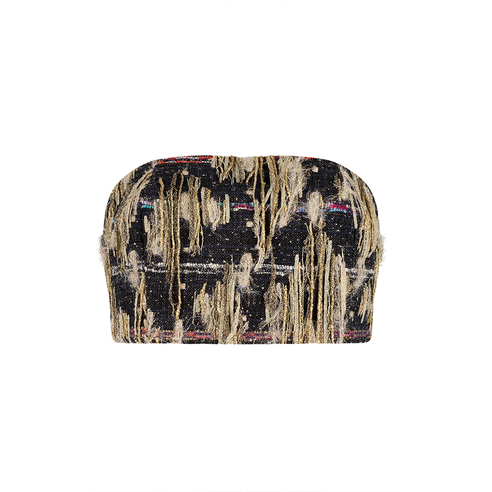 Hand Weaved Denim Tweed With Multicolor & Metallic Tweeds Crop Top at women’s designer shop for a unique addition to your wardrobe. Shop Now!