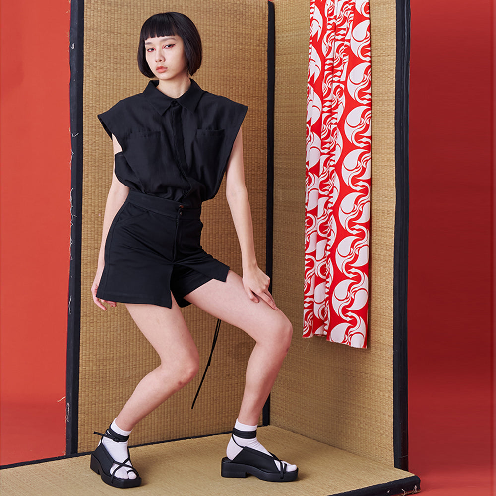 Elegant women fashion INF Asymmetrical Drawstring Skirt Shorts. Shop Now!