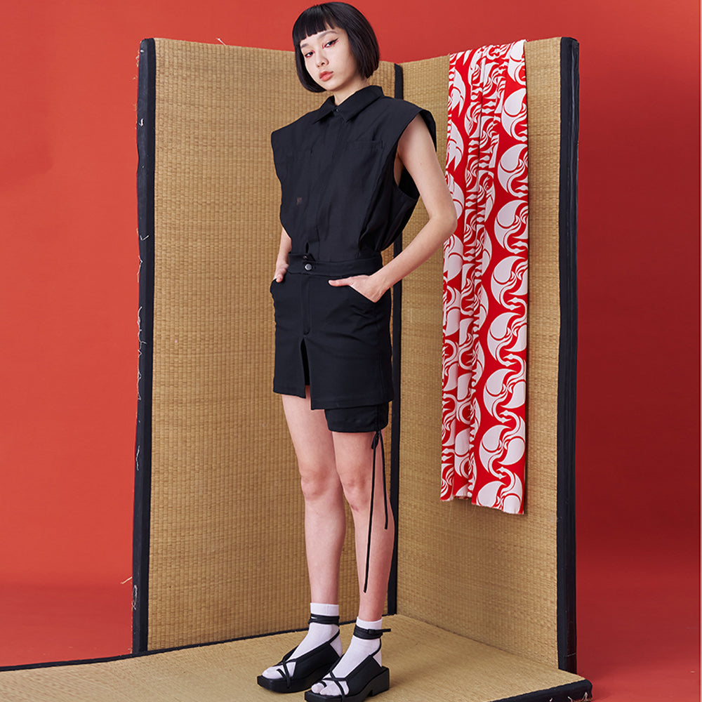 Elegant women fashion INF Asymmetrical Drawstring Skirt Shorts. Shop Now!