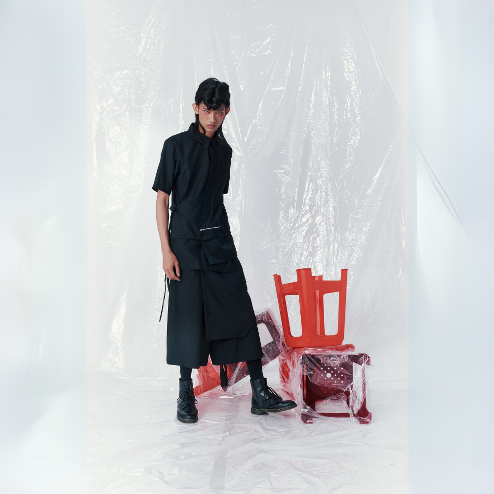 Modern designer wear INF Multi Layered Pocket Short Sleeve Shirt Shop Now!