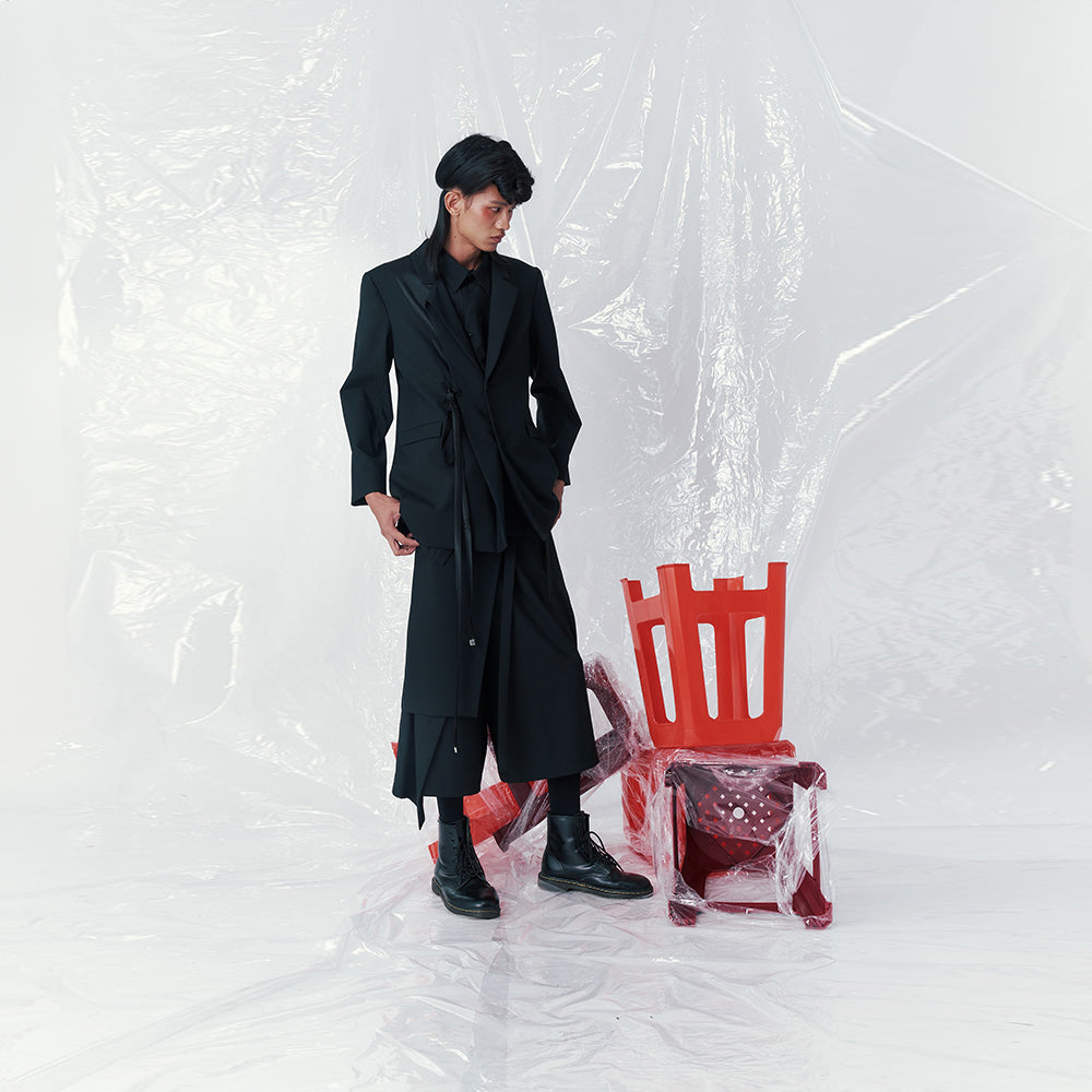 Explore INF Multi layered Strapped Suit Jacket at shopping website Shop Now!