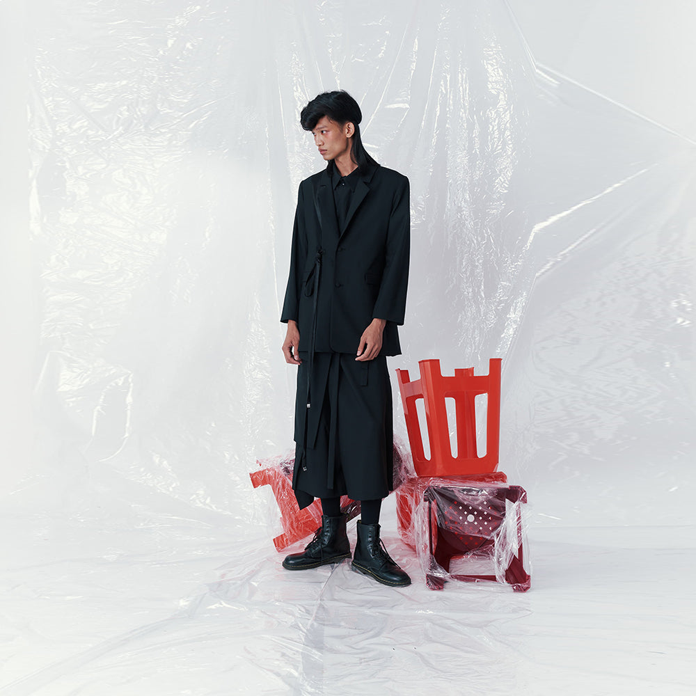 Explore INF Multi layered Strapped Suit Jacket at shopping website Shop Now!