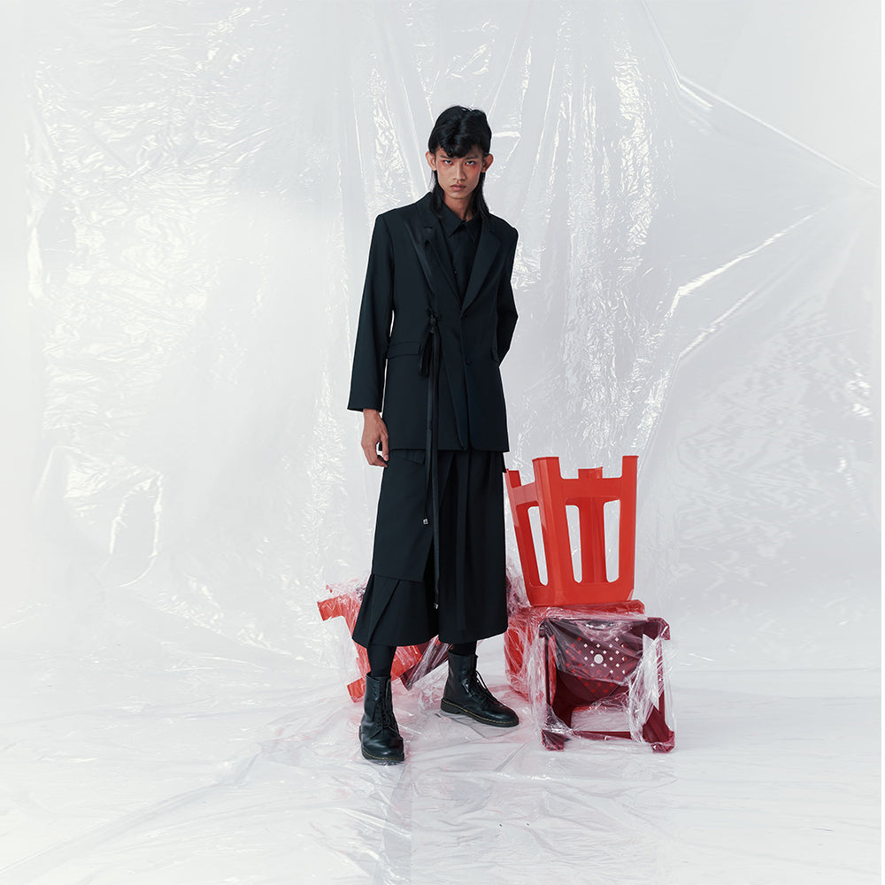 Explore INF Multi layered Strapped Suit Jacket at shopping website Shop Now!