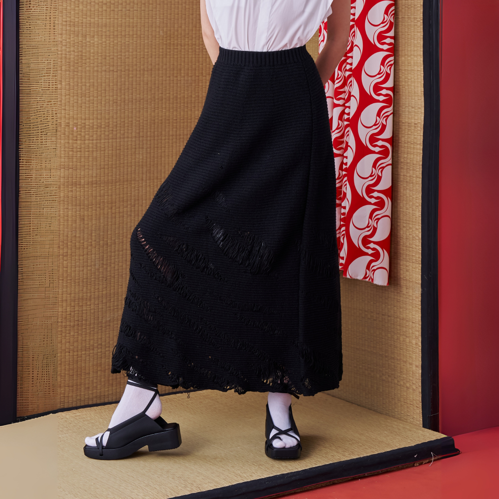 Explore INF Tiger Stripe Knit Long Skirt at our online clothing store. Shop Now!