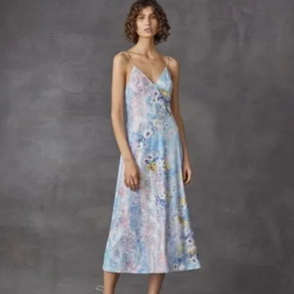 In Cotton Linen, Shaped To A Figure-skimming Silhouette With A Deep Neckline, Thin Straps And An Open Back.