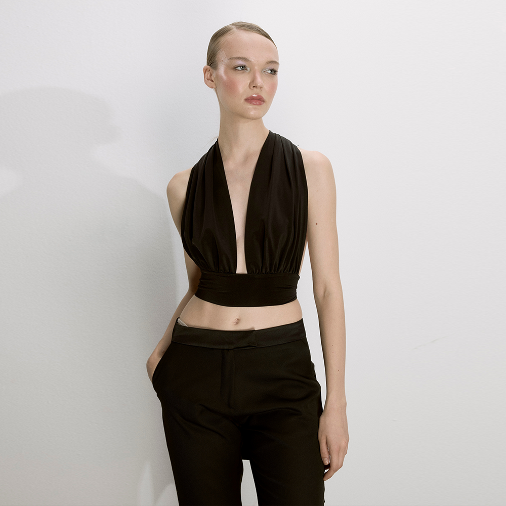 Ines Jersey Blouse in Black