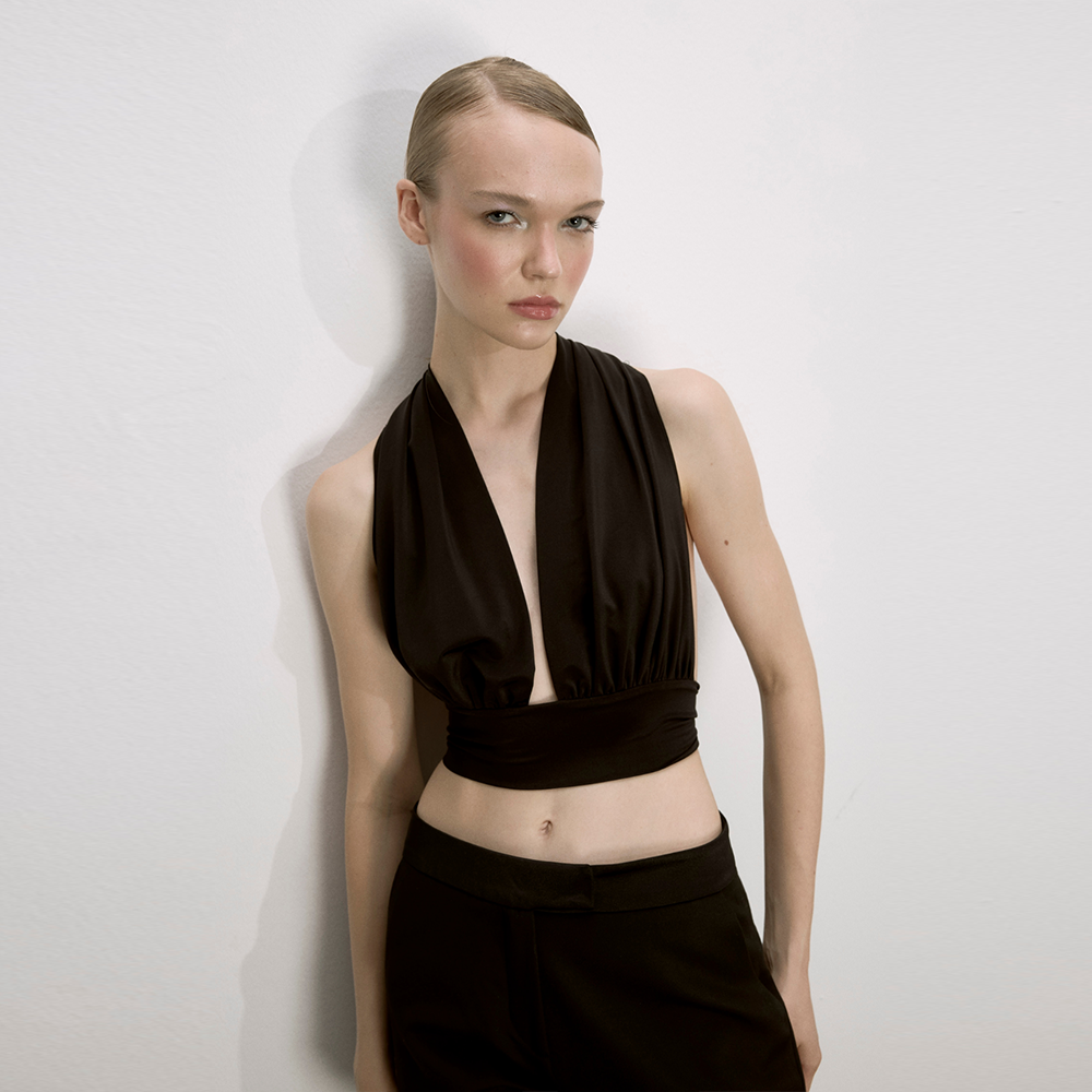 Ines Jersey Blouse in Black