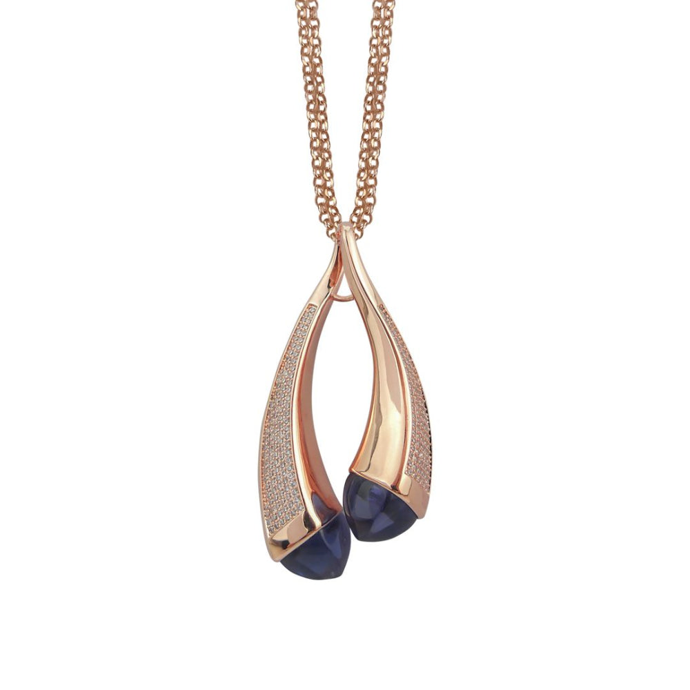 Shop online premium rose gold pendant necklace with colored crystals and sparkling cubic zirconia stones.