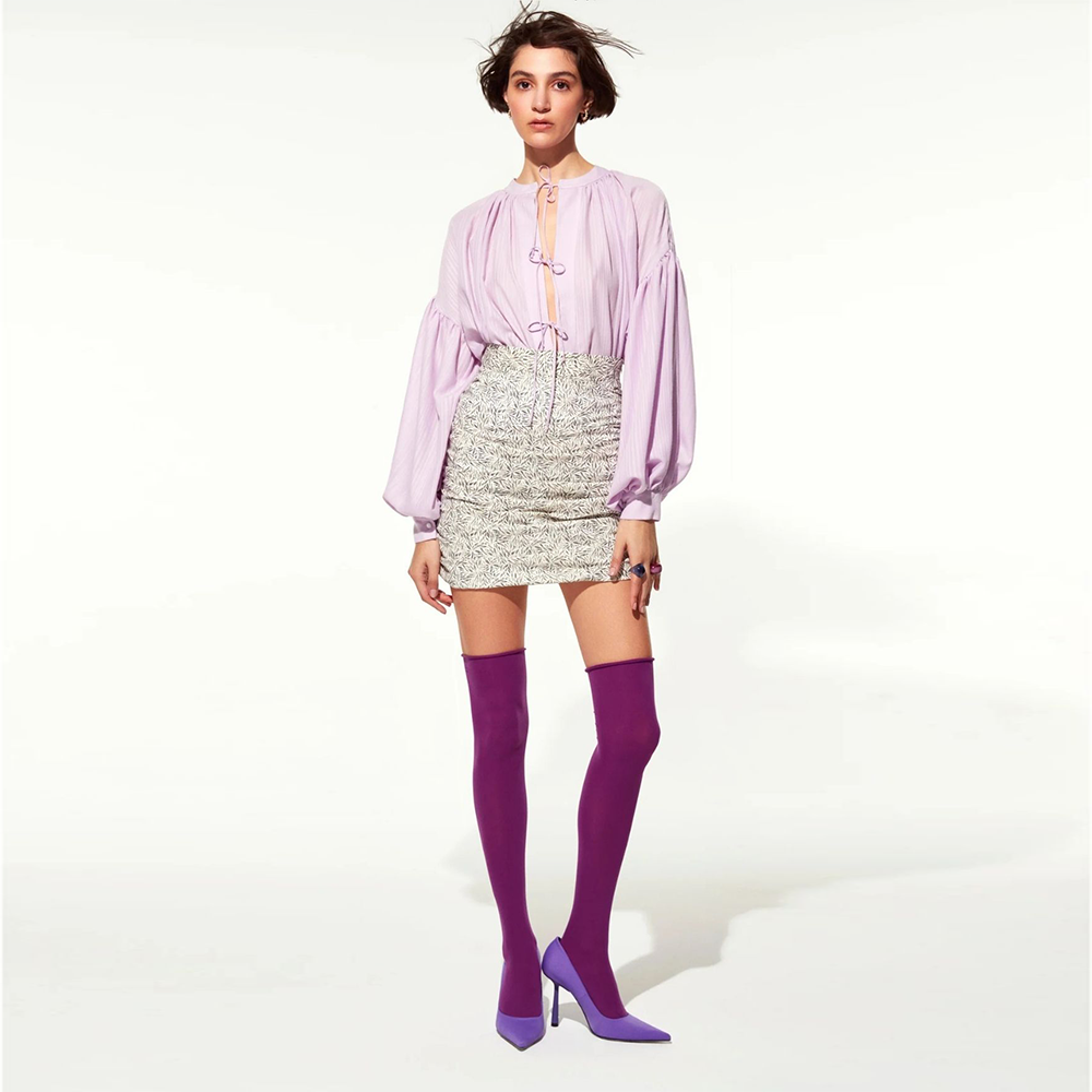 Jace Ruched Skirt White Printed