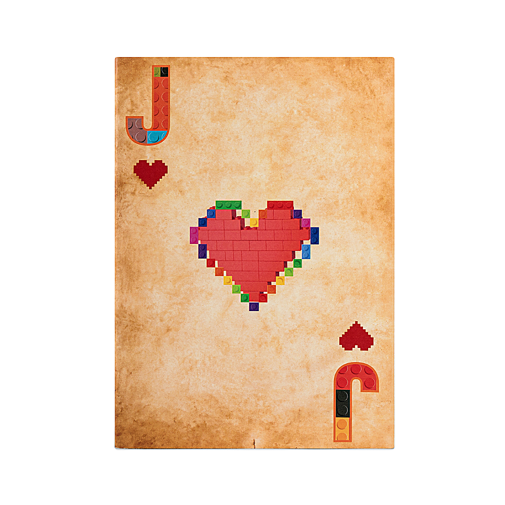 Discover the Jack of My Hearts Notebook at The Luxe Maison, featuring a Lego-inspired design, translucent vellum cover, and premium writing pages. Made in Dubai.
