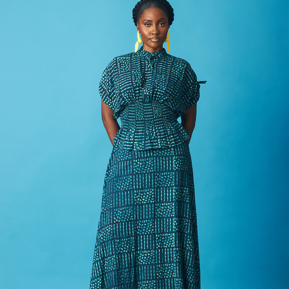 Jelly Indigo Smocked Blouse