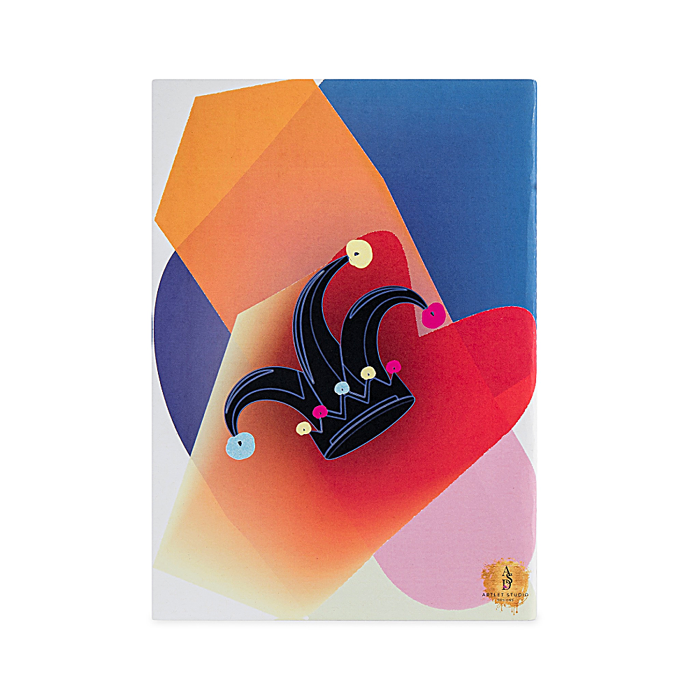 Discover the Joker Notebook at The Luxe Maison, featuring a vibrant, playful design, translucent vellum cover, and premium writing pages. Made in Dubai.