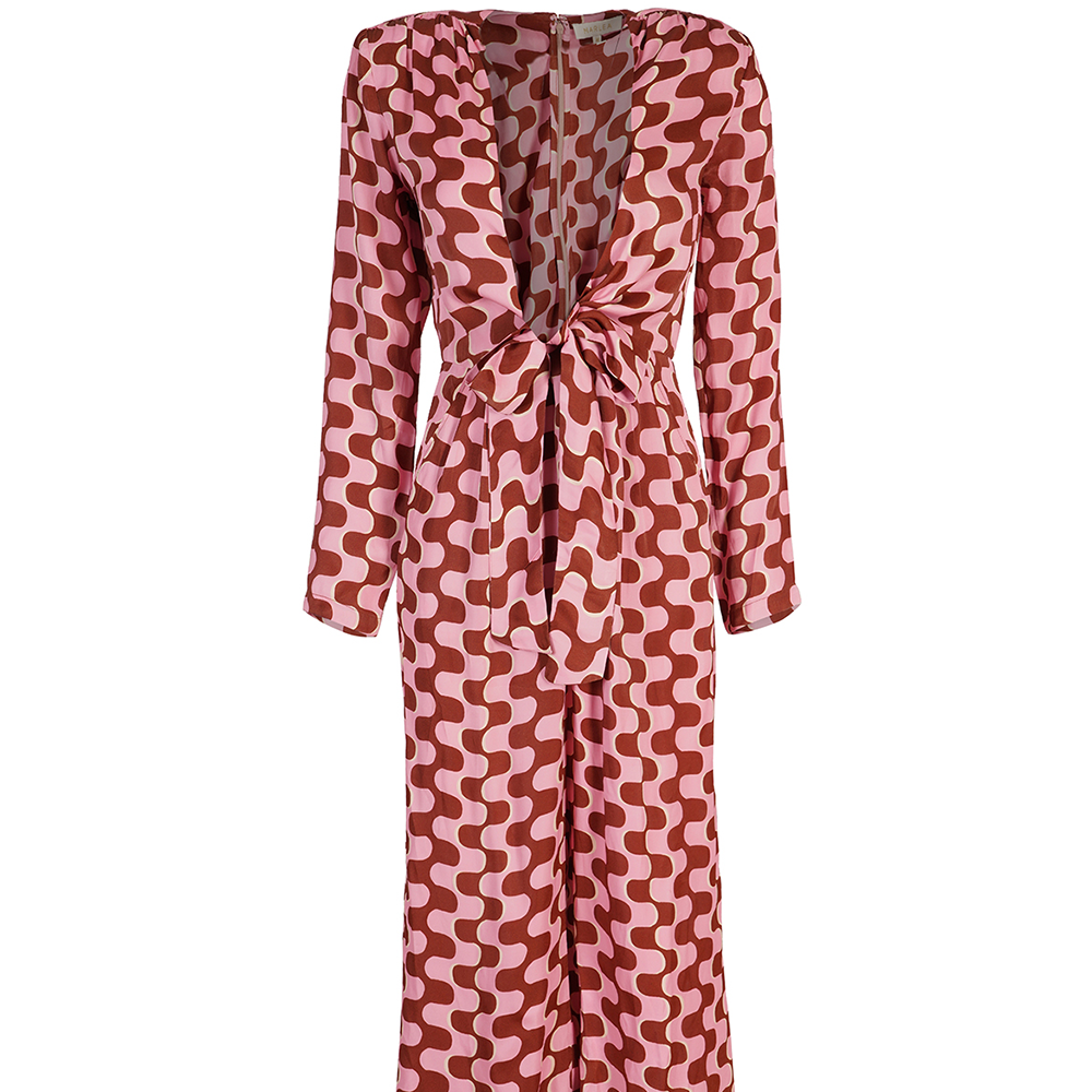 Explore our curation of jumpsuits with our printed pink jumpsuit from with deep knotted neckline. Shop comfortable outwear for women. Shop now!
