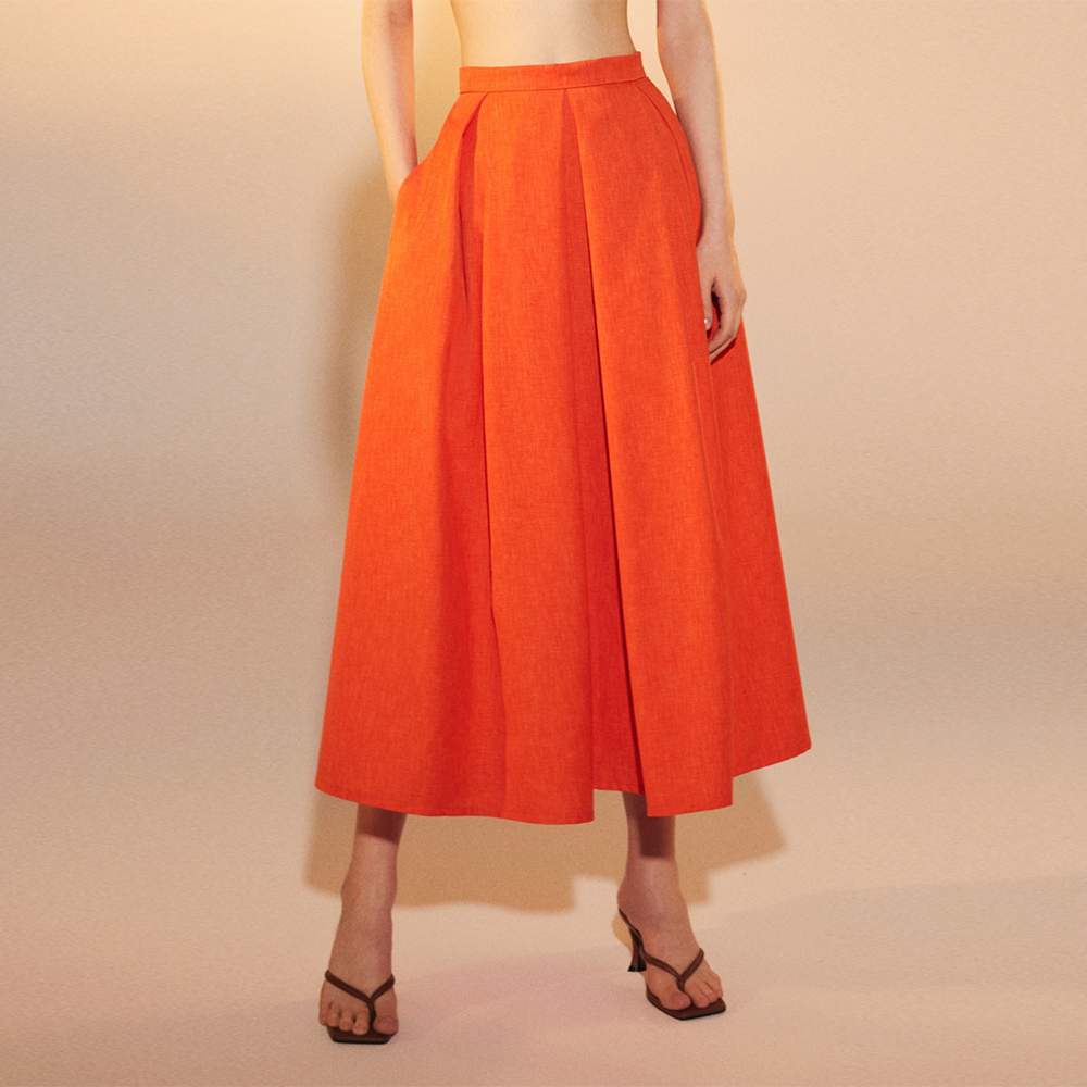June Midi Skirt in Spicy Orange