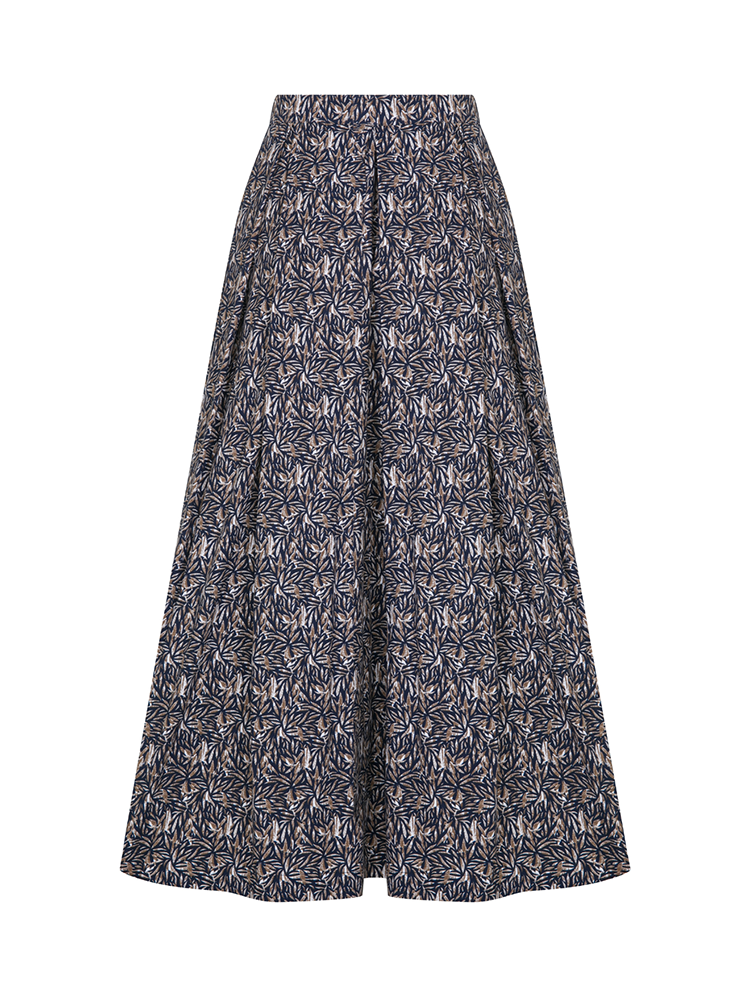 June Printed Cotton Midi Skirt