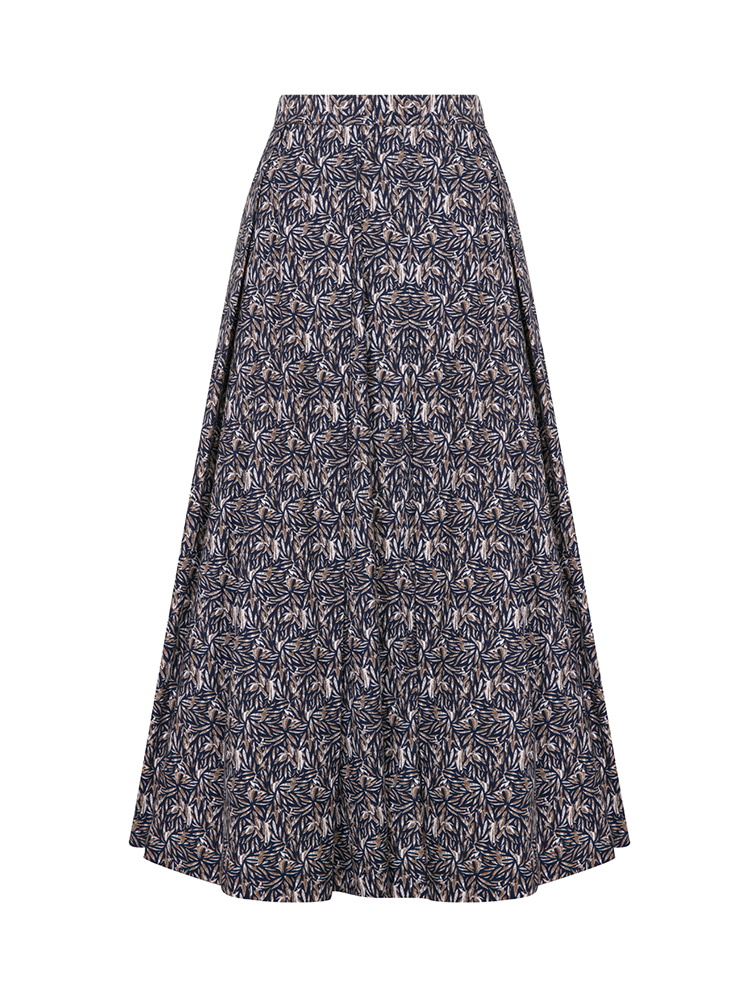 June Printed Cotton Midi Skirt