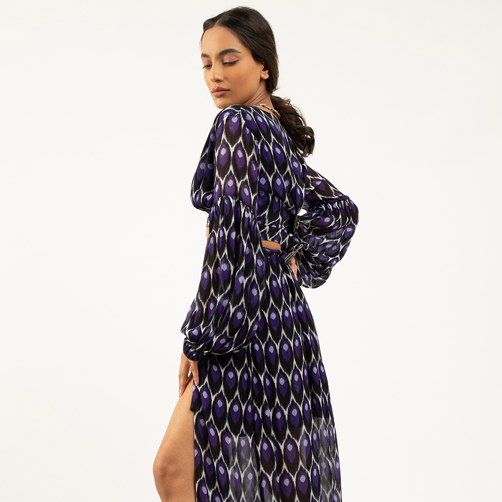 Shop our printed two-piece skirt set in purple exclusively at The Luxe Maison. It is a perfect fit for everyday wear & loungewear for women. Shop now!
