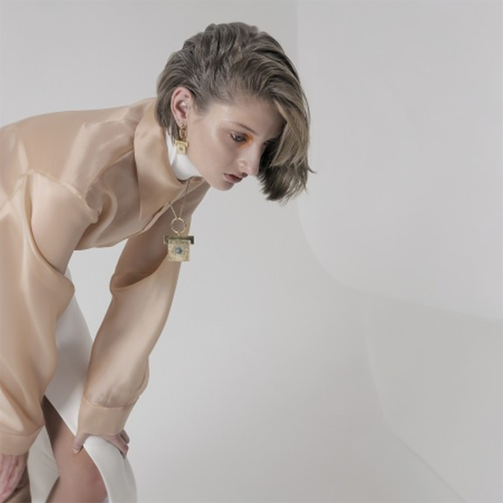 Flat square earrings.