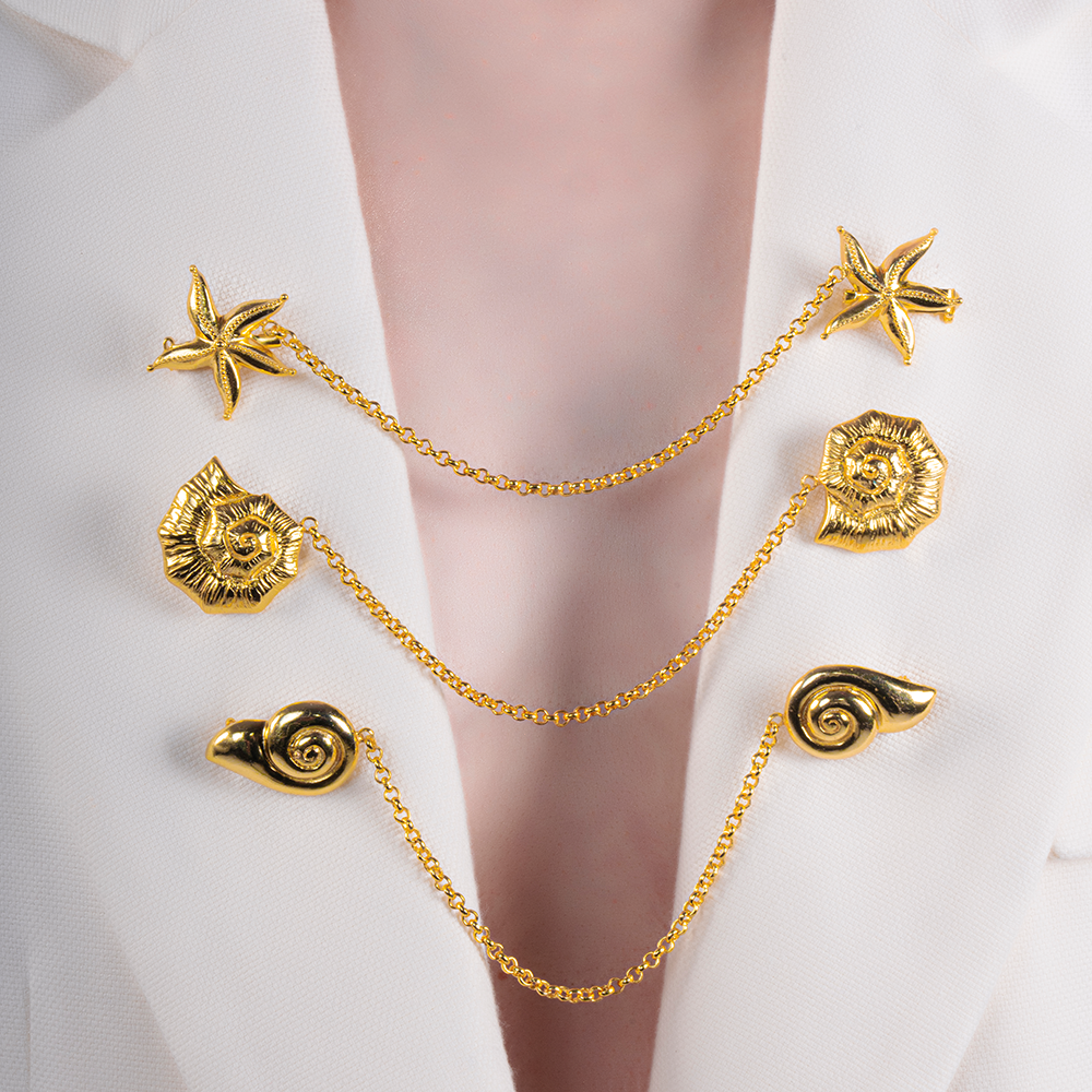 Enhance your style with the Knobbed Whelk Link Brooch, a chic addition to your women fashion collection. Shop Now!